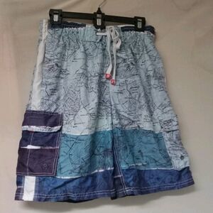 Nautical Map Print Men's Swim Board Shorts